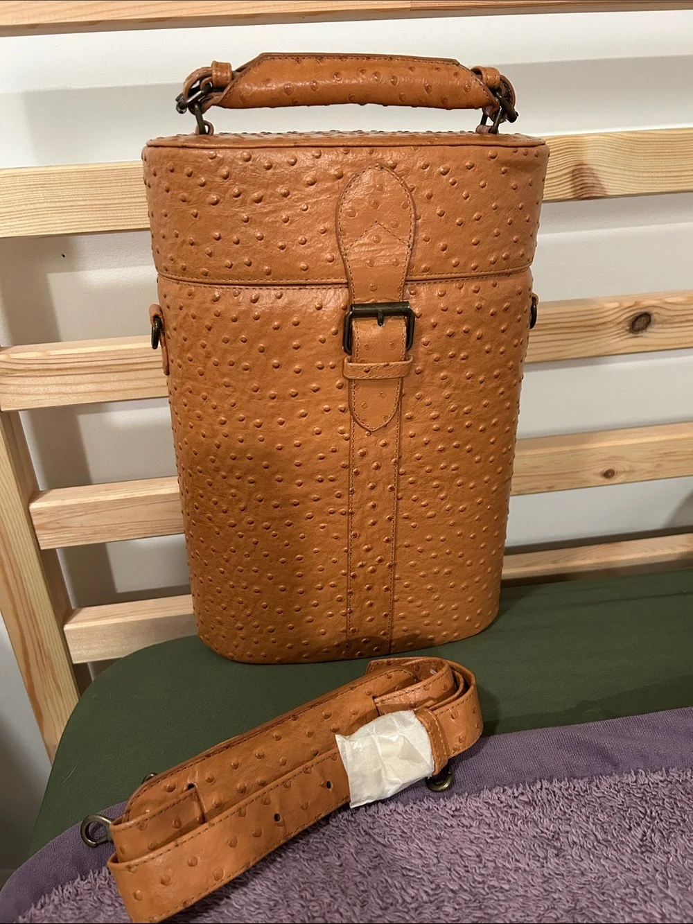Vintage “Mark Paul” Ostrich Leather Wine Tote Bag
